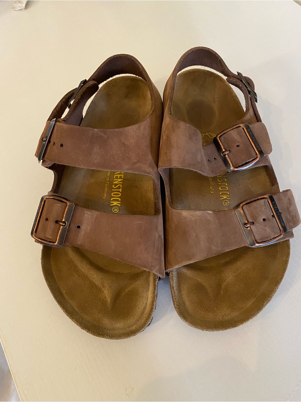 Birkenstock Brown Leather Two-Strap Sandals